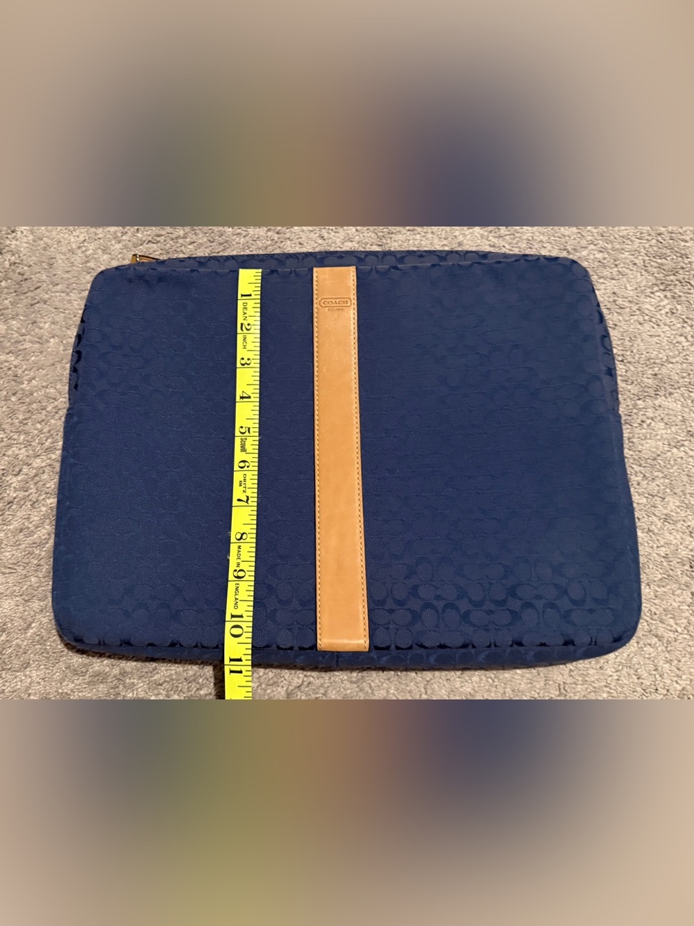 Coach Blue Signature Laptop Sleeve with Tan Accent - Picture 6 of 9